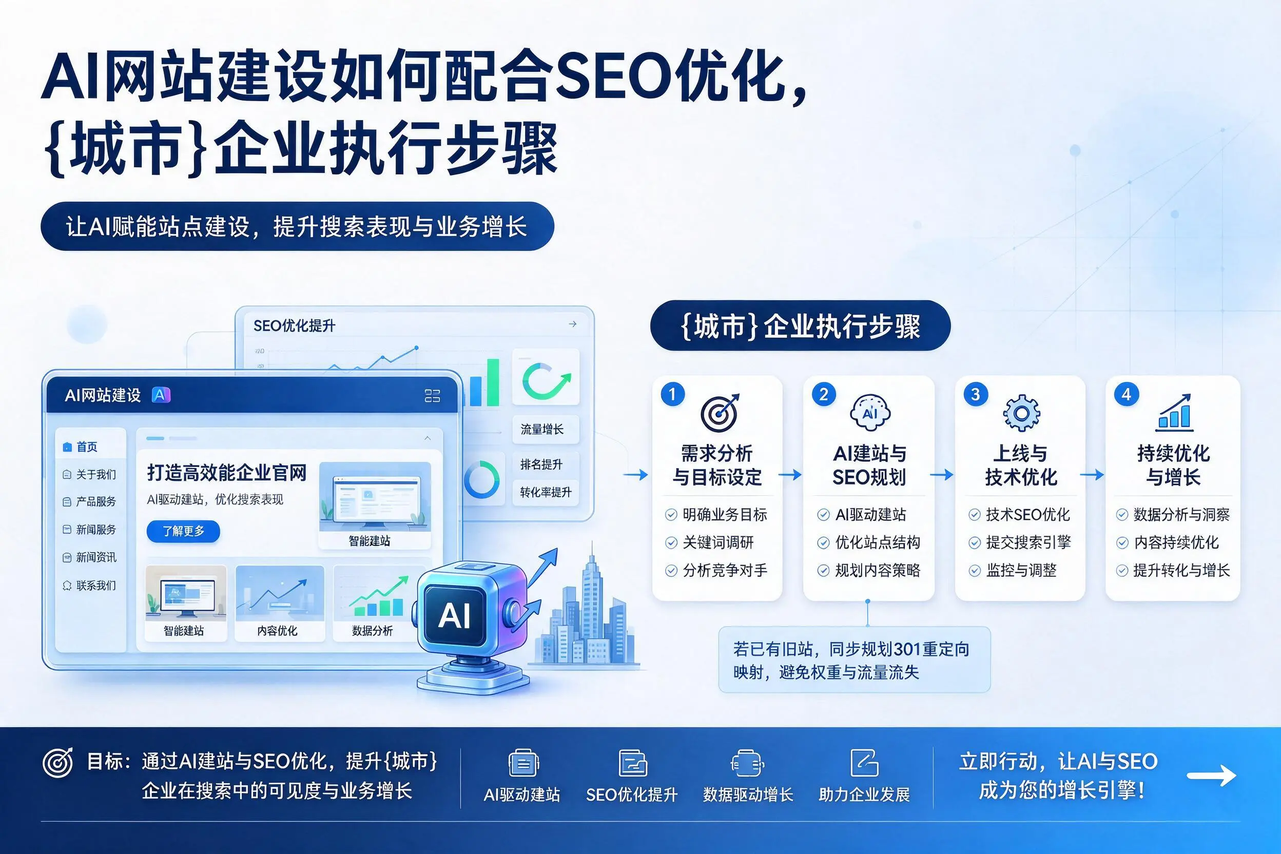 AI网站建设如何配合SEO优化,济源企业执行步骤