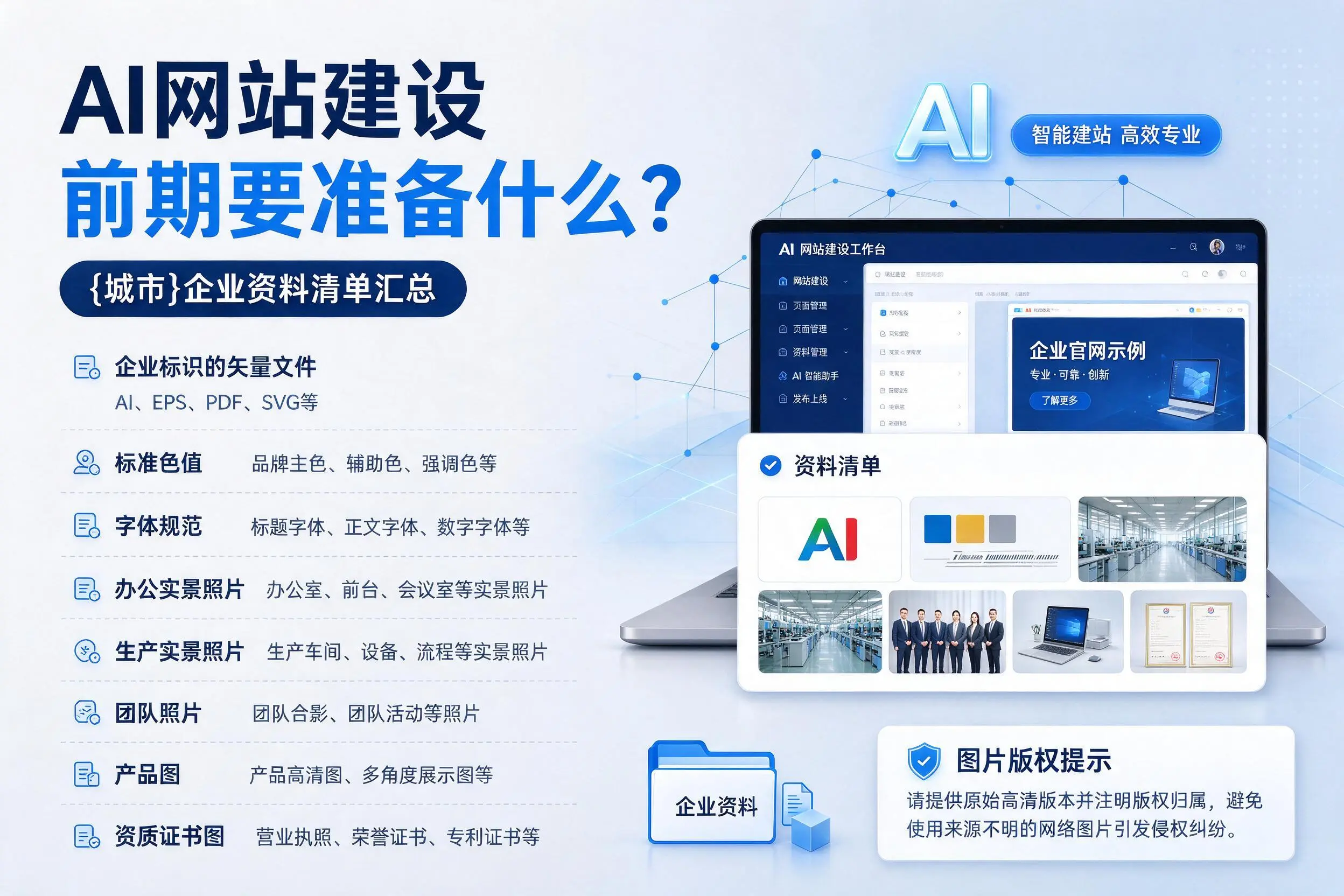 AI网站建设前期要准备什么？济源企业资料清单汇总